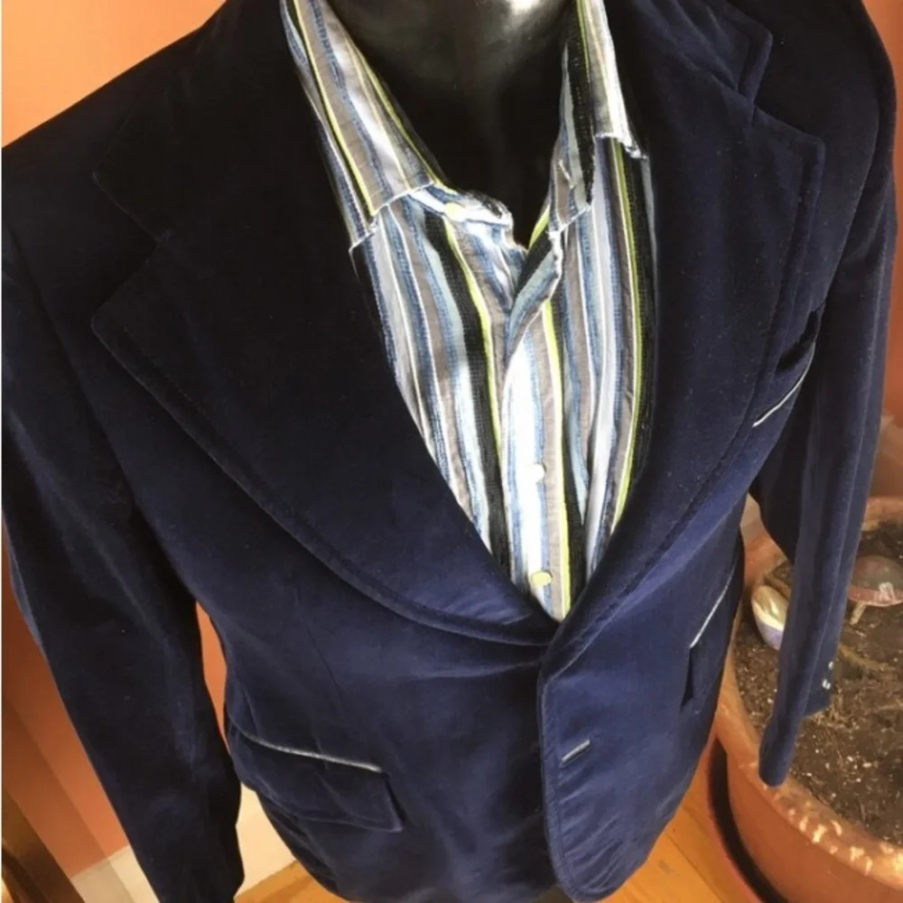 Cortefiel Navy velvet 70s Jacket